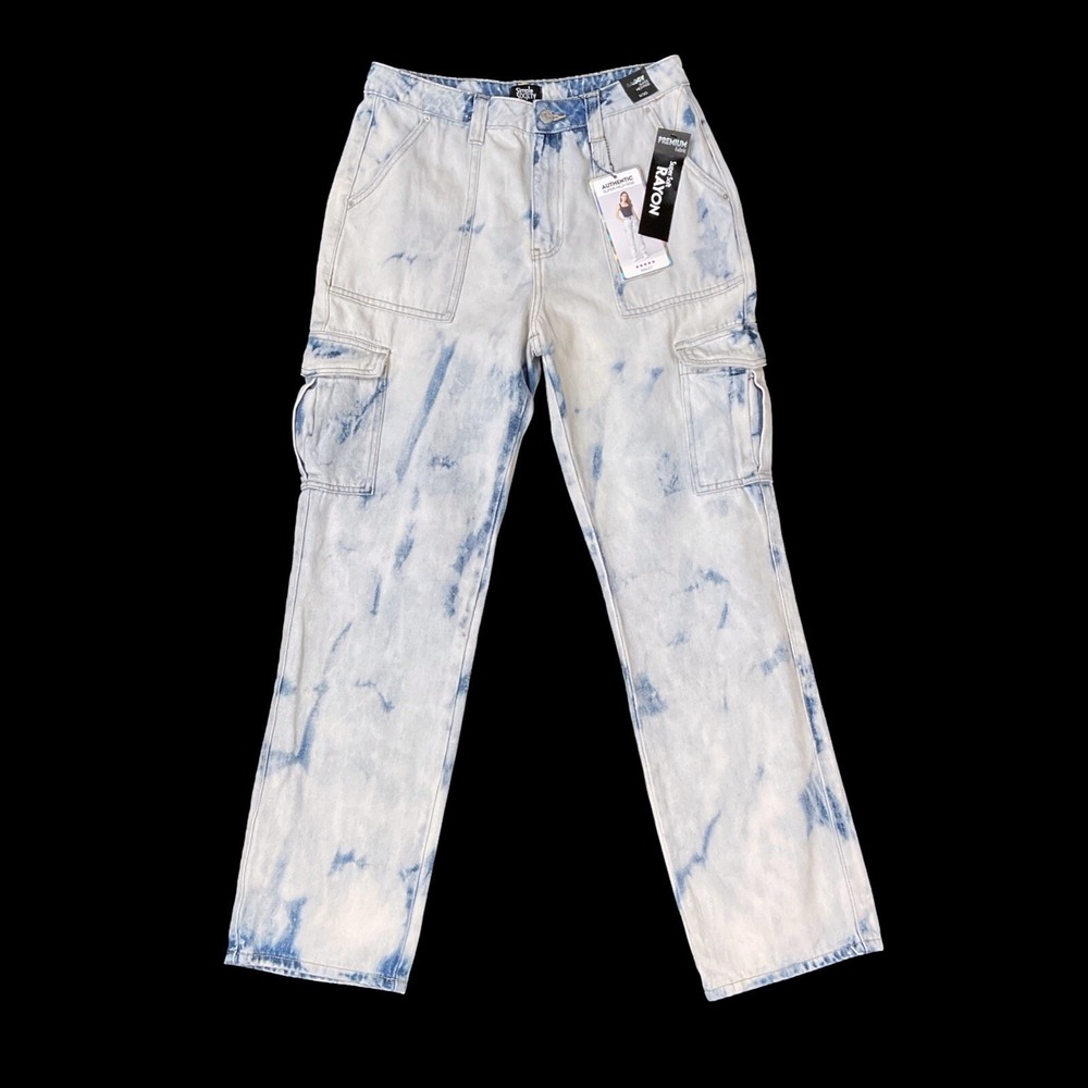 Simple Society Jeans Women 11 (ACTUAL 30x30) Mom High Rise Baggy Blue Bleached
